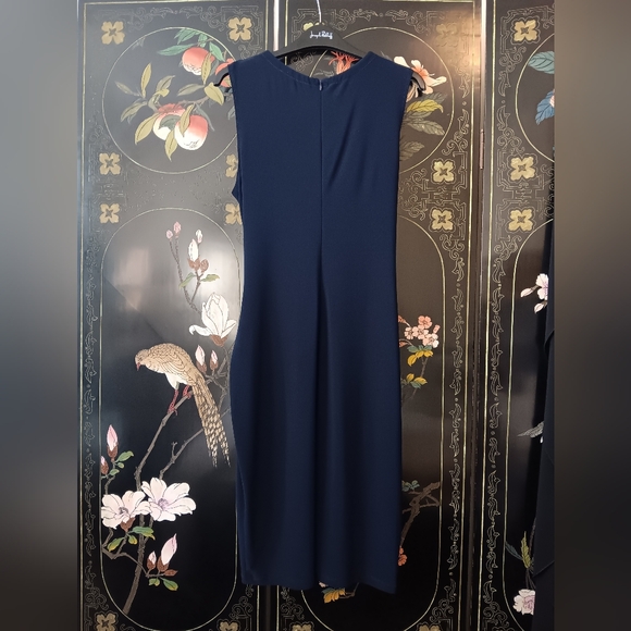 Joseph Ribkoff Front Drape Navy Dress - Picture 2 of 8